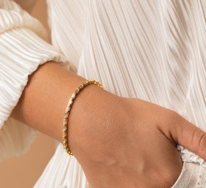 Minimalist Stackable Gold Tennis Bracelet