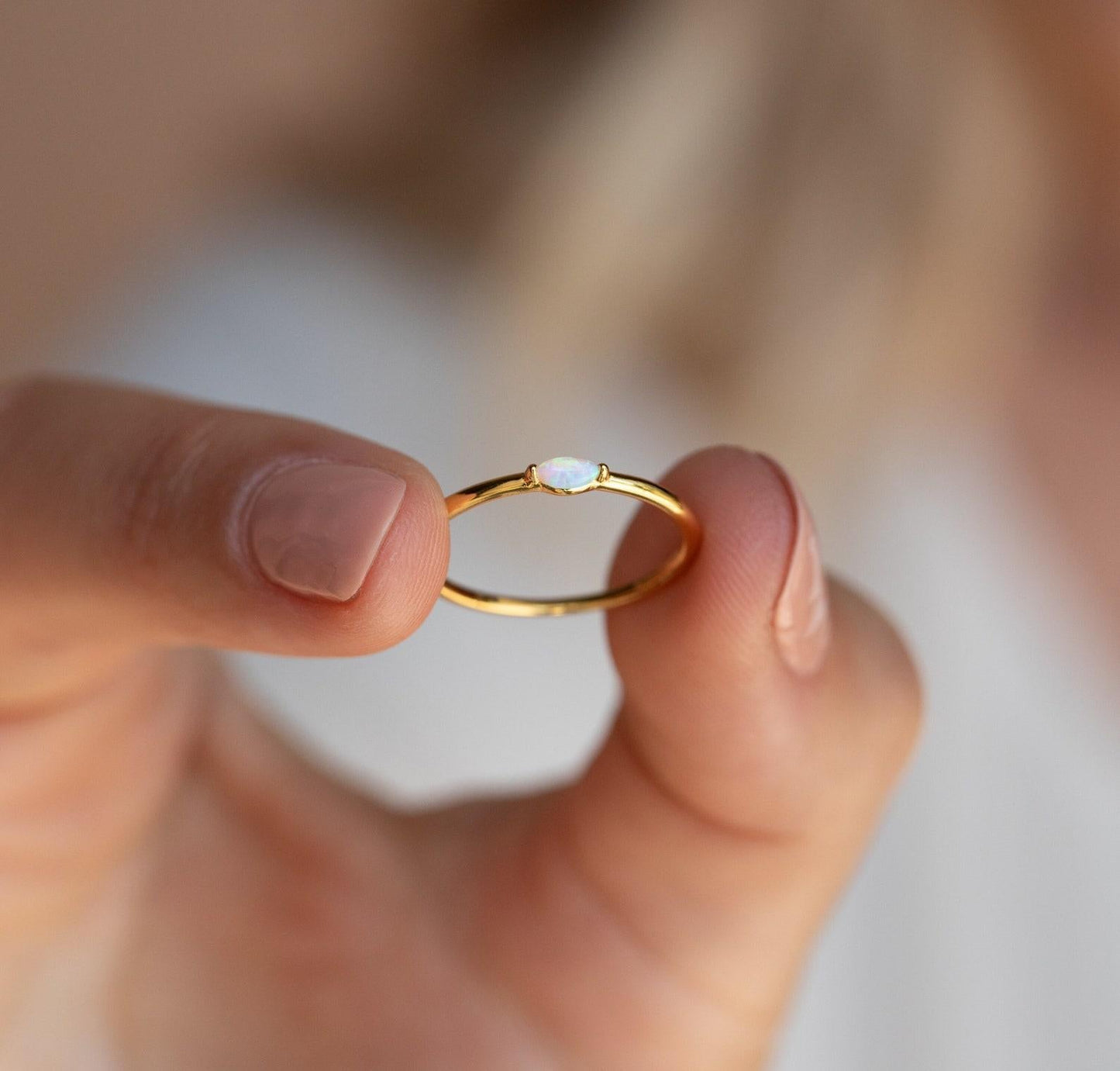 Personalized Opal Minimalist Ring