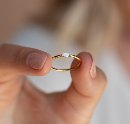 Personalized Opal Minimalist Ring