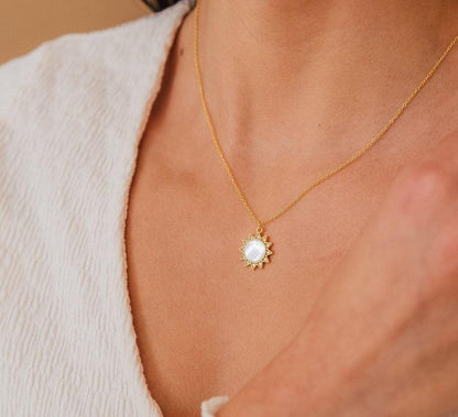 Custom Diamond Sun Pearl Necklace