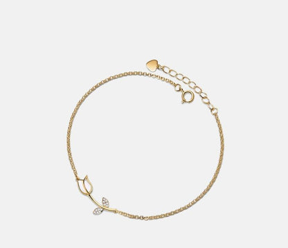 Opal Tulip Flower Anklet in Gold and Silver