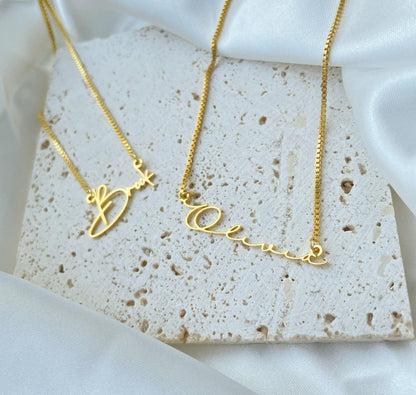 Custom Gold Name Necklace with Box Chain