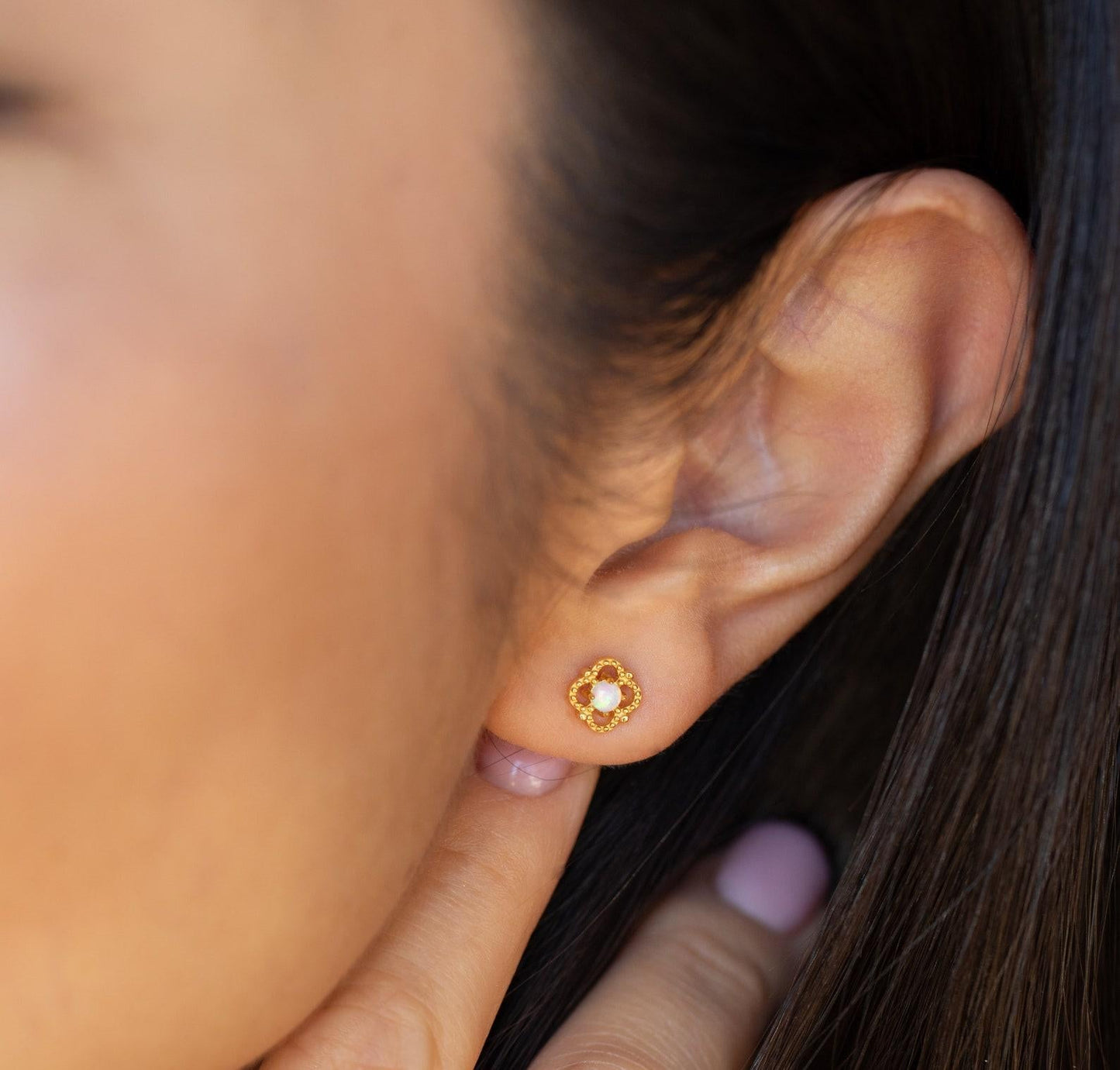 Custom Opal Stud Earrings in Silver