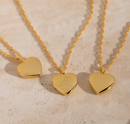 Personalized Initial Heart Locket Necklace