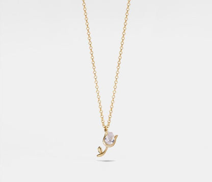 Gold Tulip Pendant Necklace in Sterling Silver