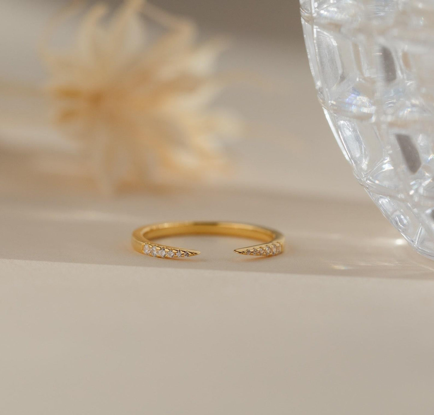 Dainty Gold Diamond Open Ring