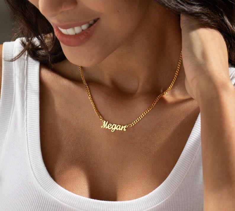 Custom 18K Gold Gothic Name Necklace