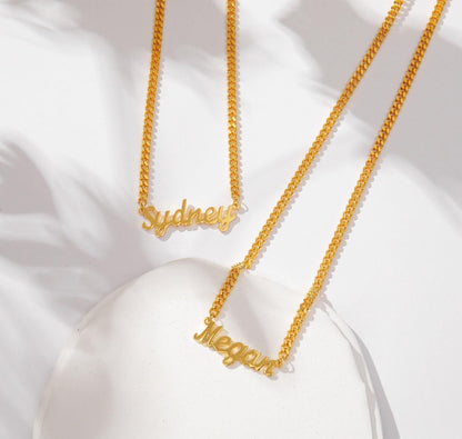 Custom 18K Gold Gothic Name Necklace