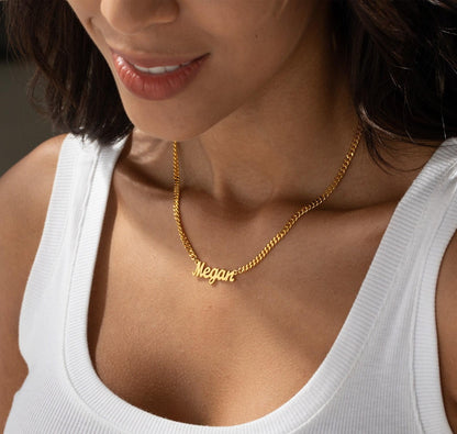 Custom 18K Gold Gothic Name Necklace