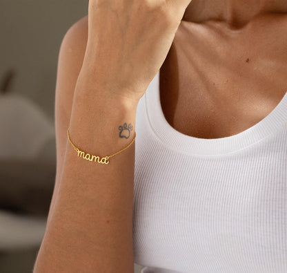 Custom 18K Gold Mama Bracelet