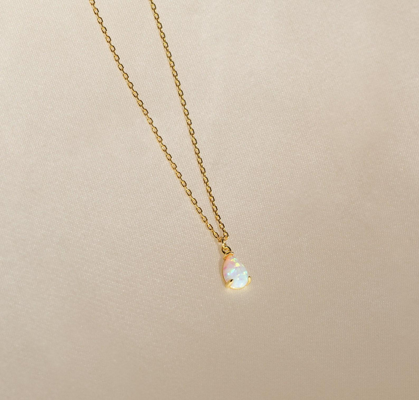 Dainty Teardrop Opal Layering Necklace