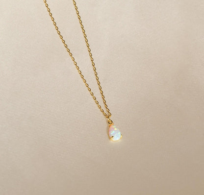 Dainty Teardrop Opal Layering Necklace