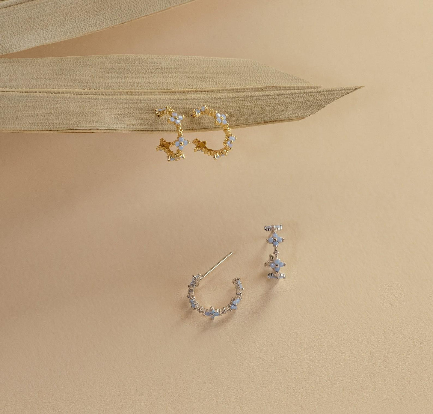 Light Blue Stone Hoop Earrings