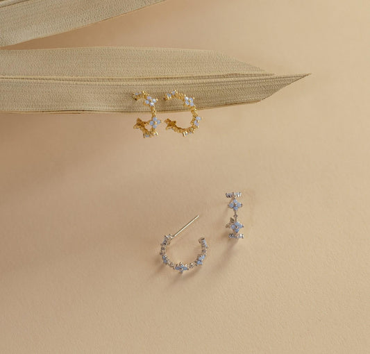 Light Blue Stone Hoop Earrings