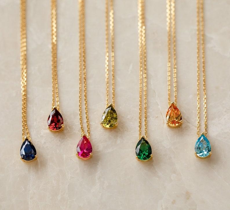 Personalized Teardrop Birthstone Necklace