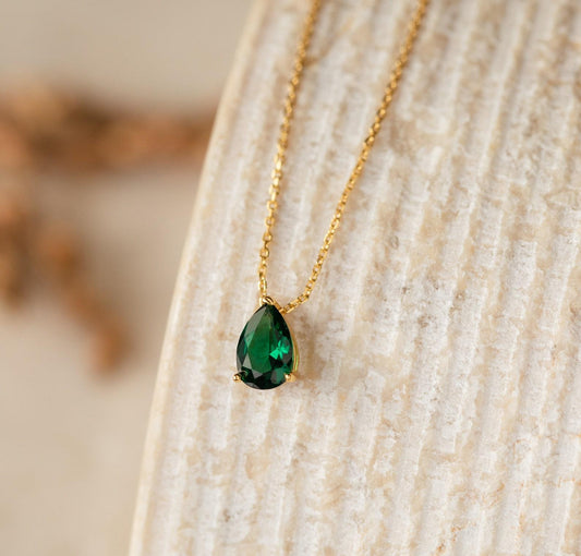 Personalized Teardrop Birthstone Necklace