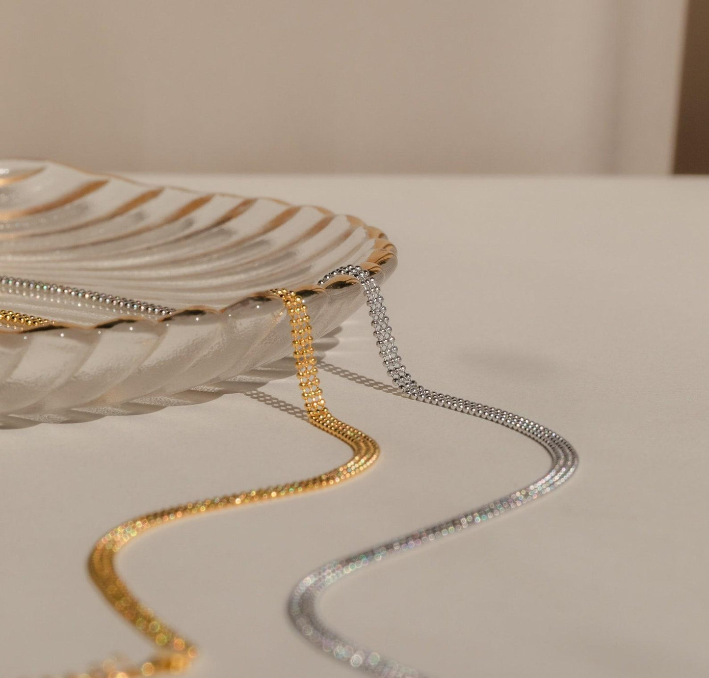 Chunky Layering Beaded Necklace in Gold and Silver