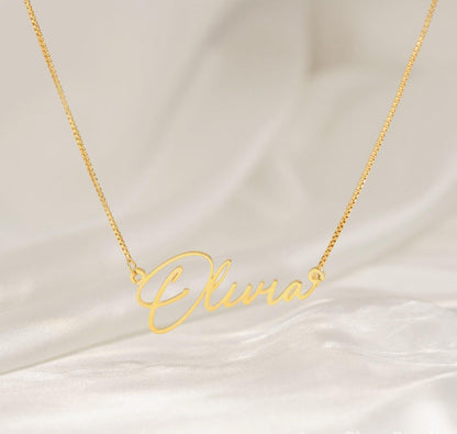 Personalized Gold Name Necklace with Box Chain