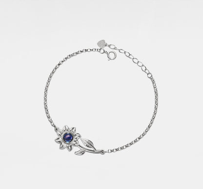 Personalized Sunflower Projection Bracelet in Silver