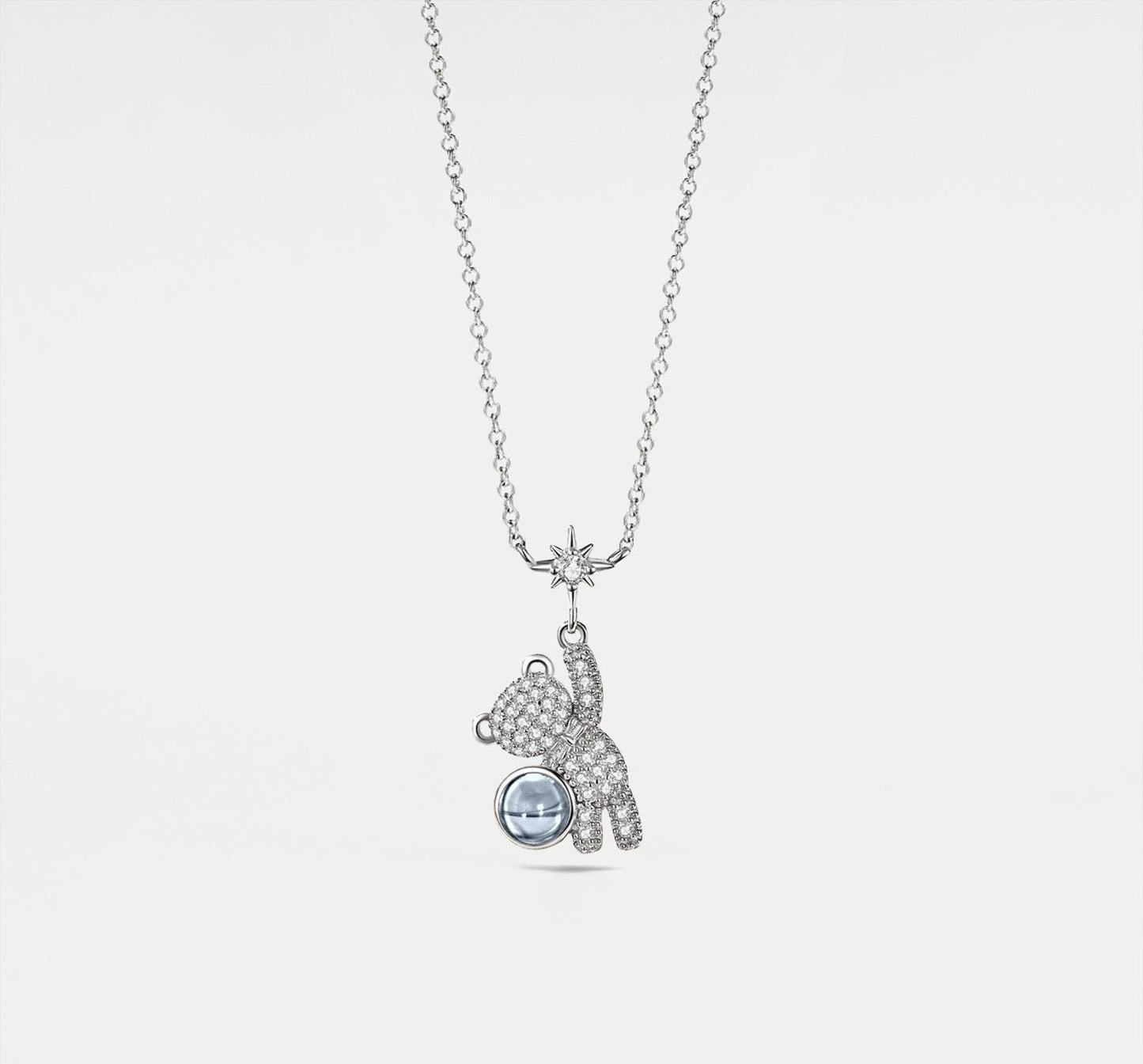 Personalized Teddy Bear Projection Necklace in Sterling Silver