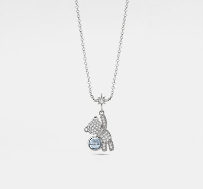 Personalized Teddy Bear Projection Necklace in Sterling Silver