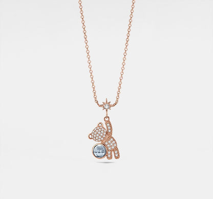 Personalized Teddy Bear Projection Necklace in Sterling Silver