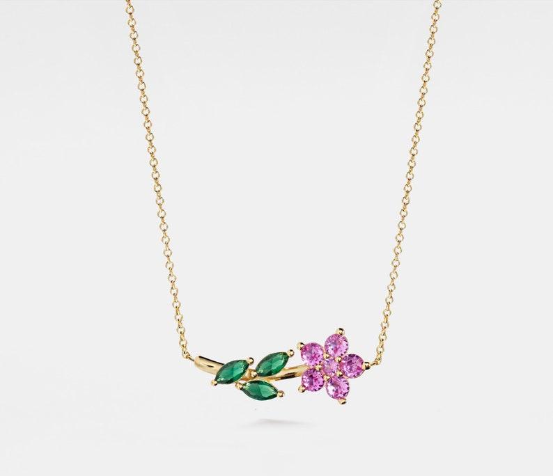 Colorful Flower Charm Pendant Necklace