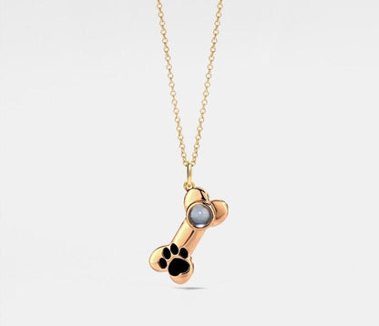 Personalized Dog Paw Bone Necklace in Silver