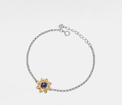 Personalized Sunflower Projection Bracelet in Sterling Silver