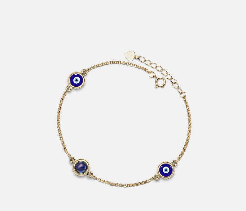 Personalized Evil Eye Bracelet in Sterling Silver