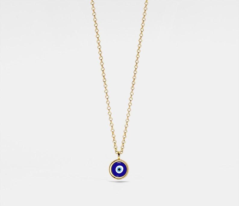 Turkish Evil Eye Charm Necklace in Silver