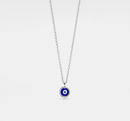 Turkish Evil Eye Charm Necklace in Silver