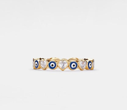 Personalized Blue Evil Eye Stacking Ring