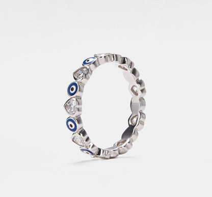 Personalized Blue Evil Eye Stacking Ring