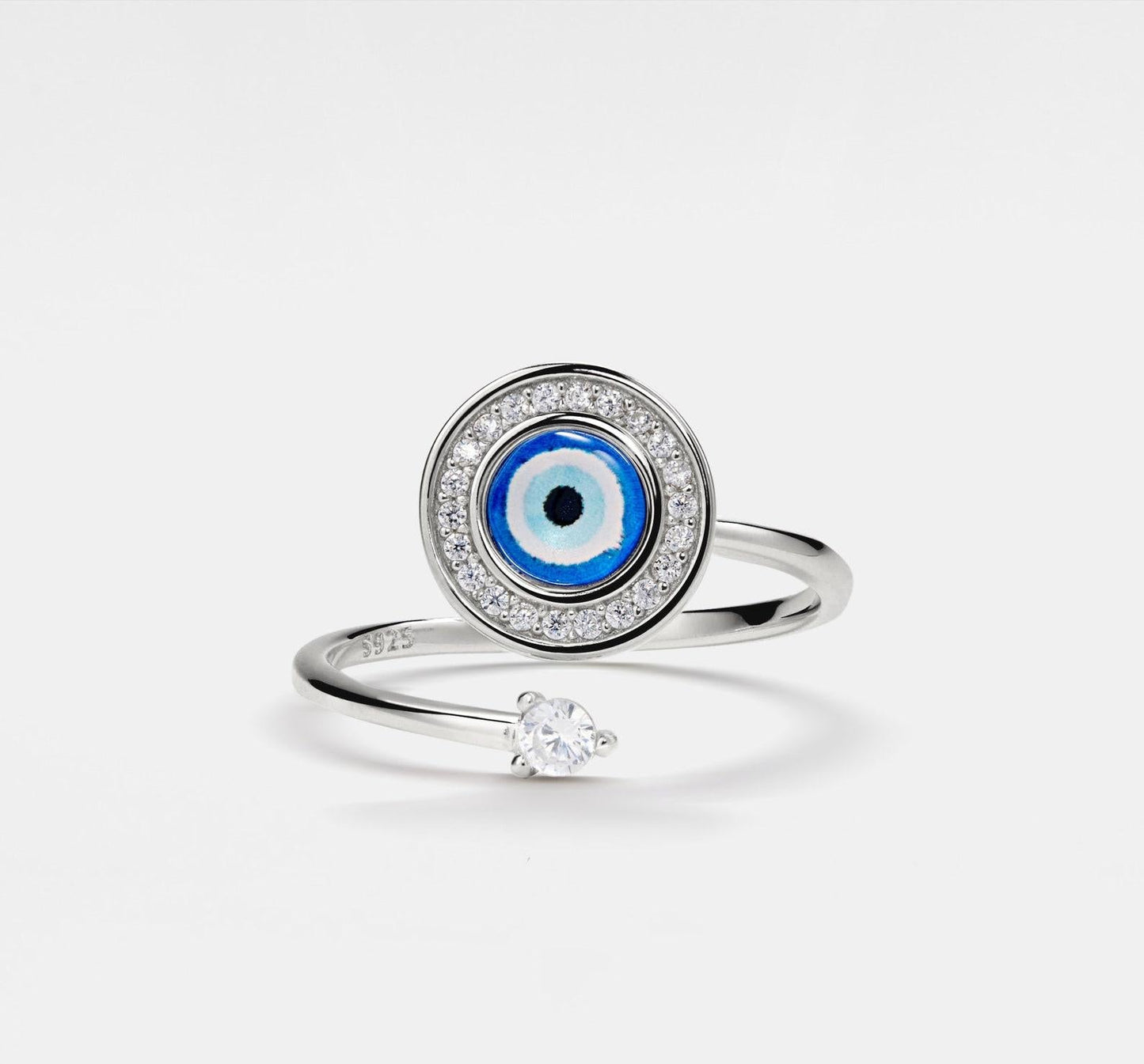 Evil Eye Sterling Silver Fidget Spinner Ring