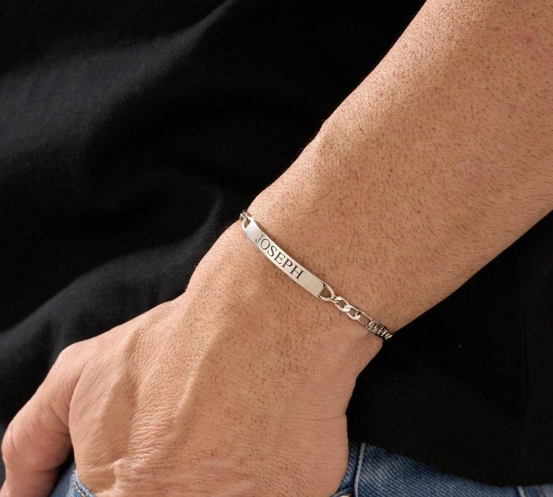 Personalized Men's Engraved Bracelet in Sterling Silver