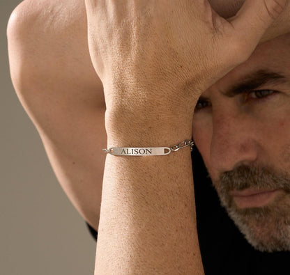 Personalized Men's Engraved Bracelet in Sterling Silver