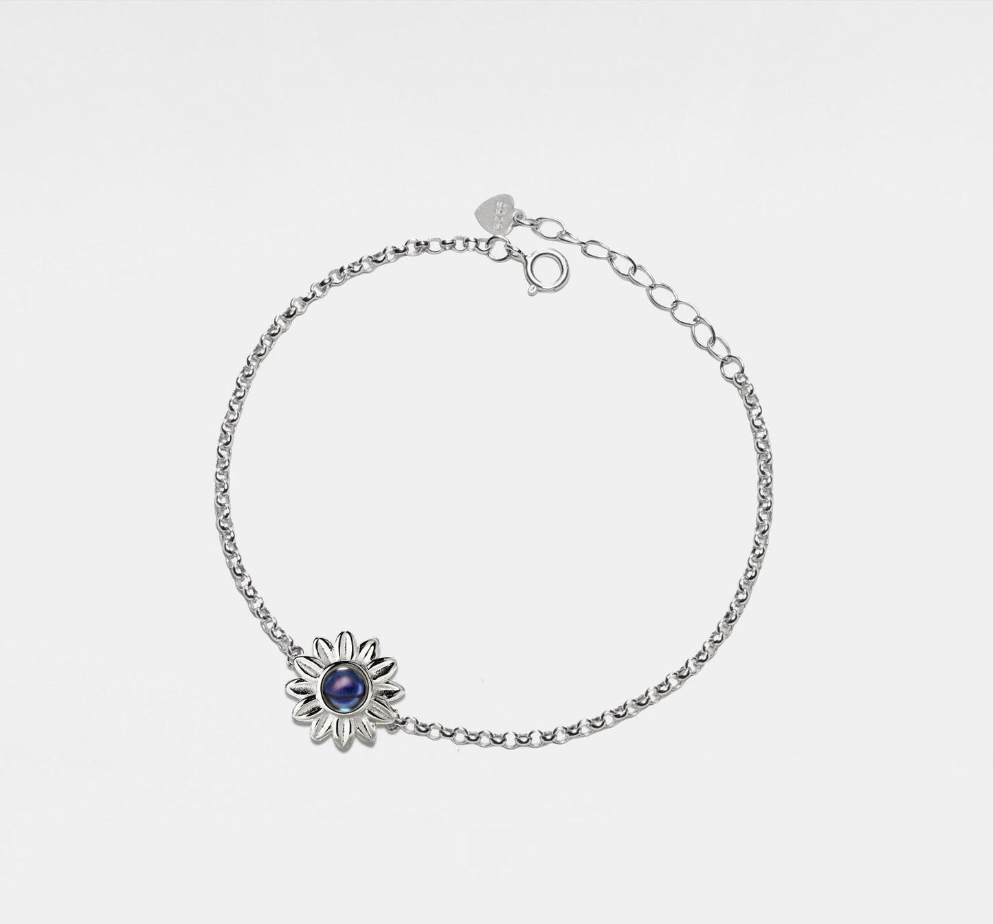 Personalized Sterling Silver Sunflower Bracelet