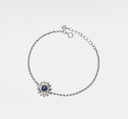 Personalized Sterling Silver Sunflower Bracelet