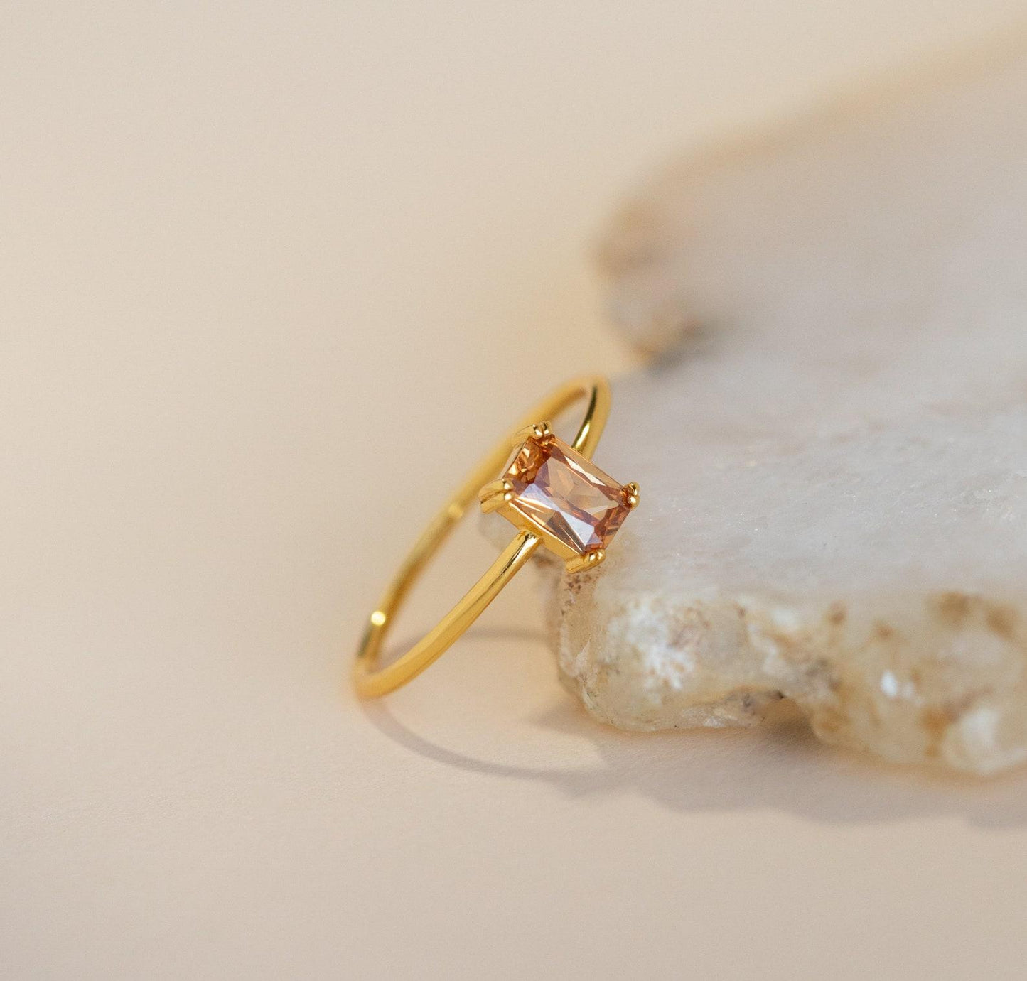 Customized Citrine Emerald Cut Vintage Ring