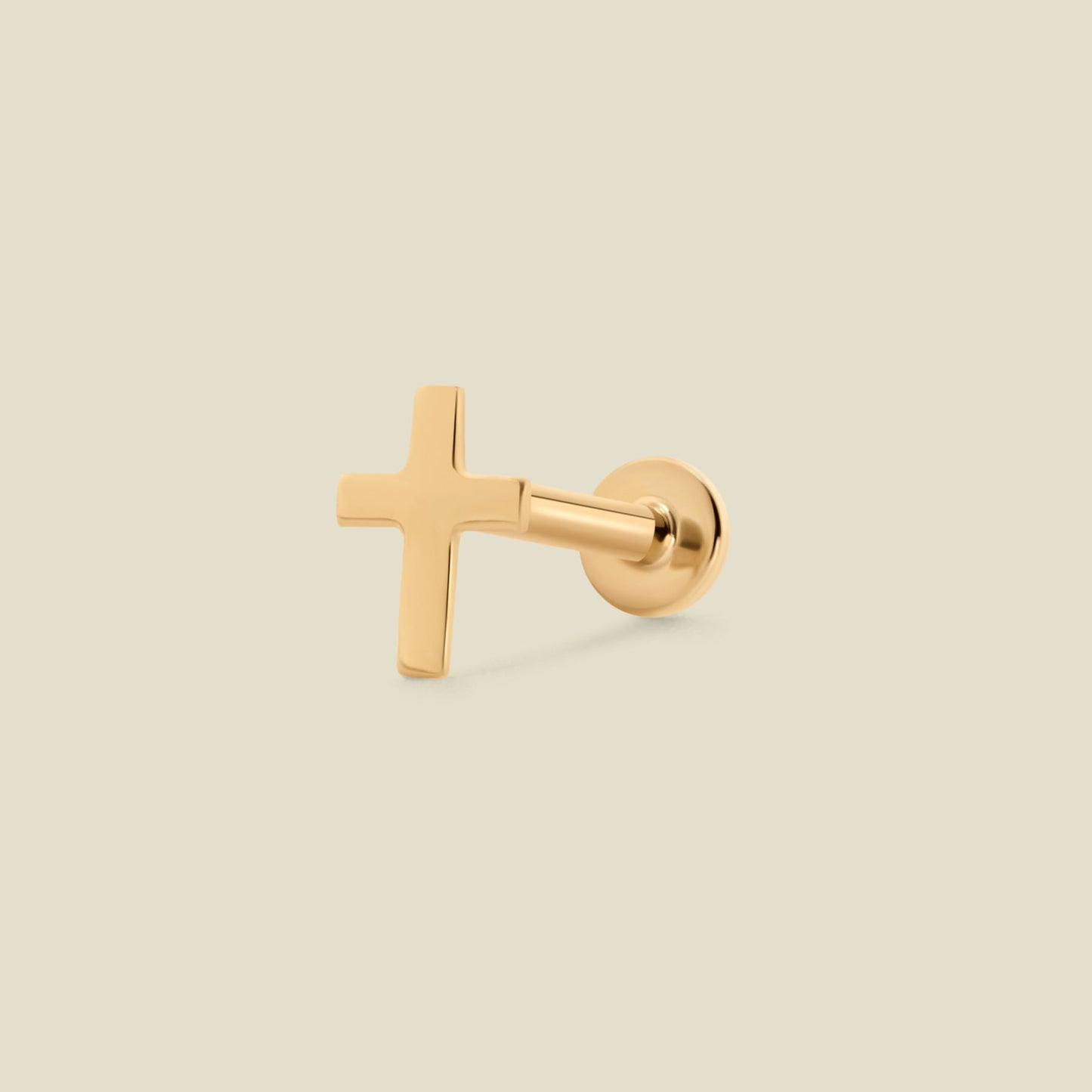 14k Flat Back Cross Stud Earrings