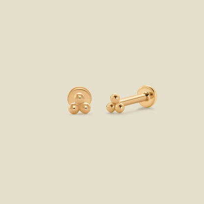 14k Trinity Flat Back Stud Earrings