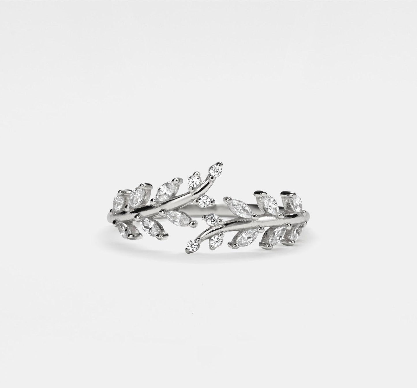 Olive Branch Bypass Ring in Sterling Silver