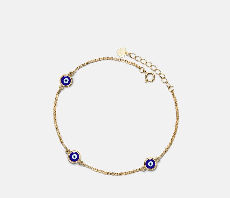 Turkish Evil Eye Silver Anklet