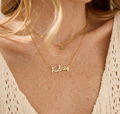 Custom Layered Name Necklace with Birthstone