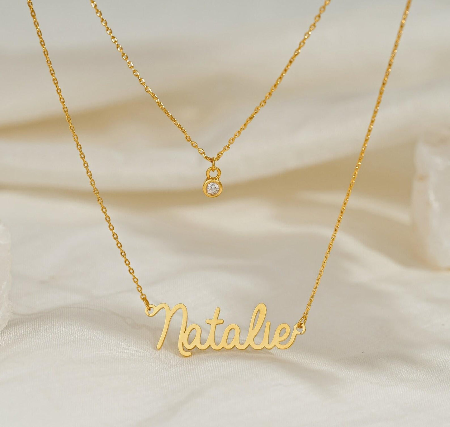 Custom Layered Name Necklace with Birthstone