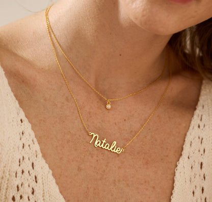 Custom Layered Name Necklace with Birthstone