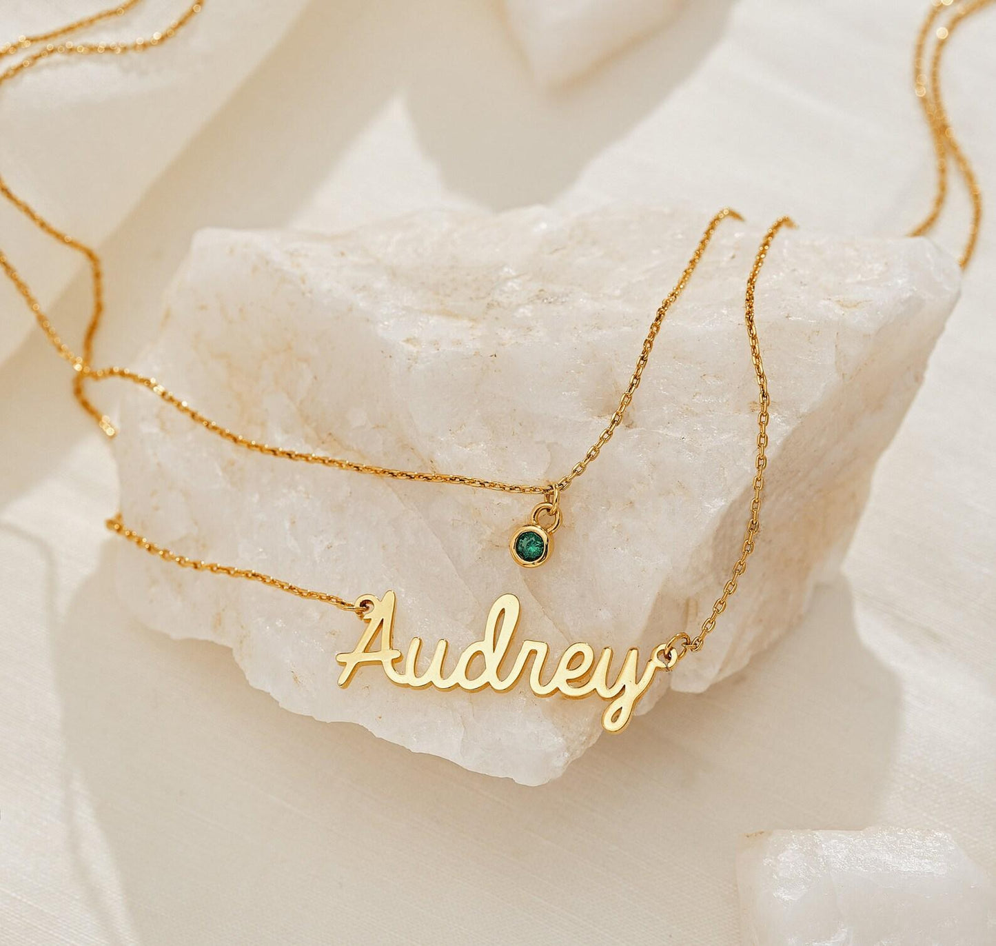 Custom Layered Name Necklace with Birthstone