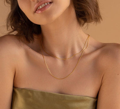 Thin Layered Chain Necklace in Gold and Silver