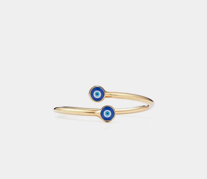 Personalized Evil Eye Stacking Ring in Silver